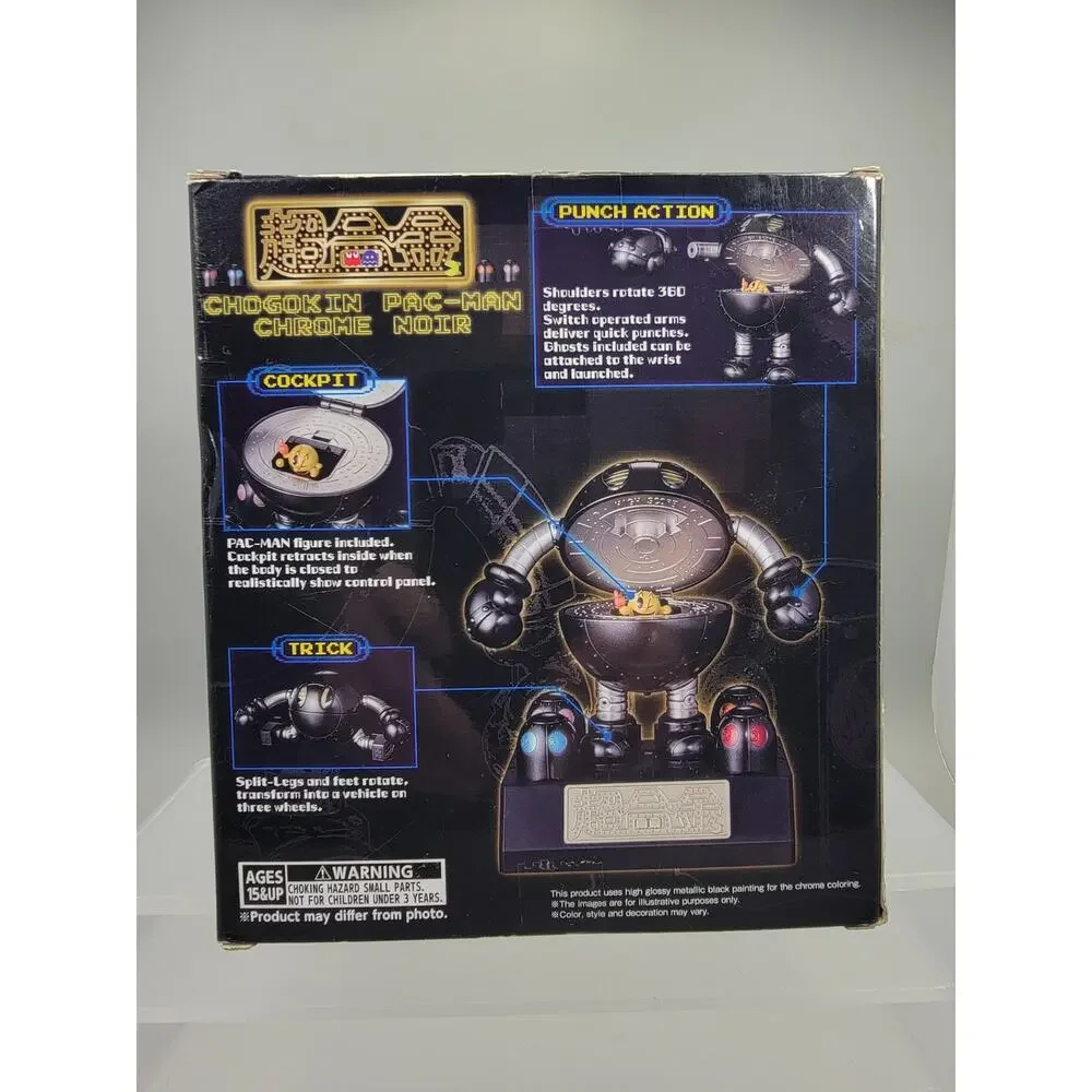 Pac-Man Bandai Namco Chrome Noir Chogokin With 2 Switch Pac-Man World Re-PAC 1&2